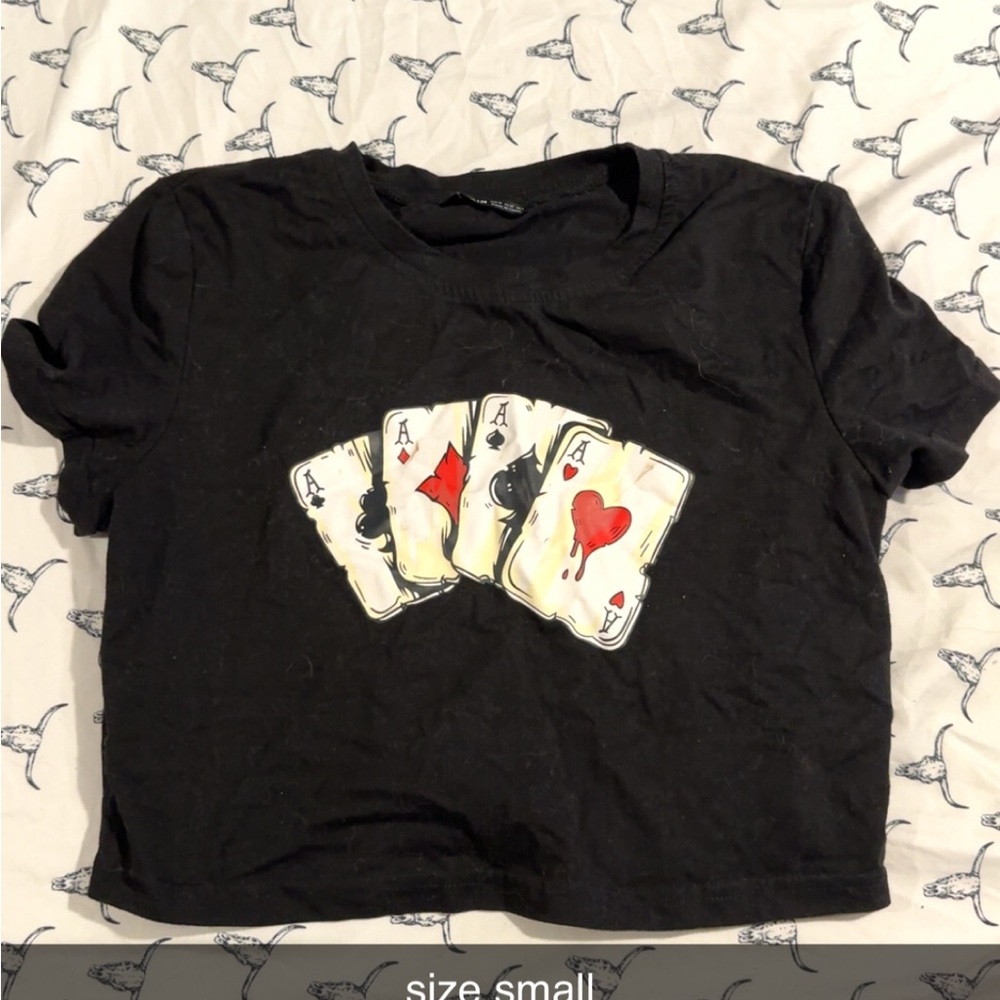 Black Graphic Crop Top